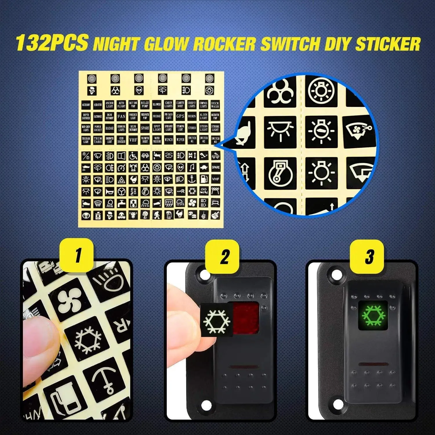 6Gang ON/Off Red Rocker Switch Panel w/ Dual USB Cigarette Lighter Socket Voltmeter