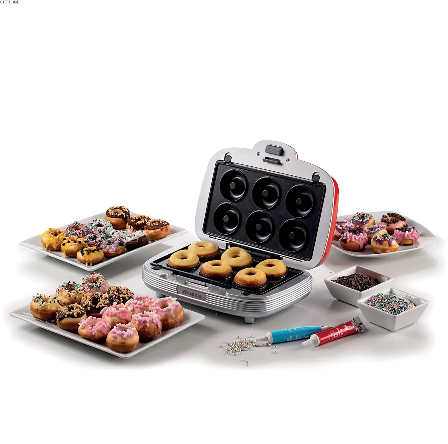Ariete 1972 Sandwiches & Cookies Party Time, Multi-function Electric Plate, 700 Watt, 3 Non-stick and Interchangeable Plates, Red