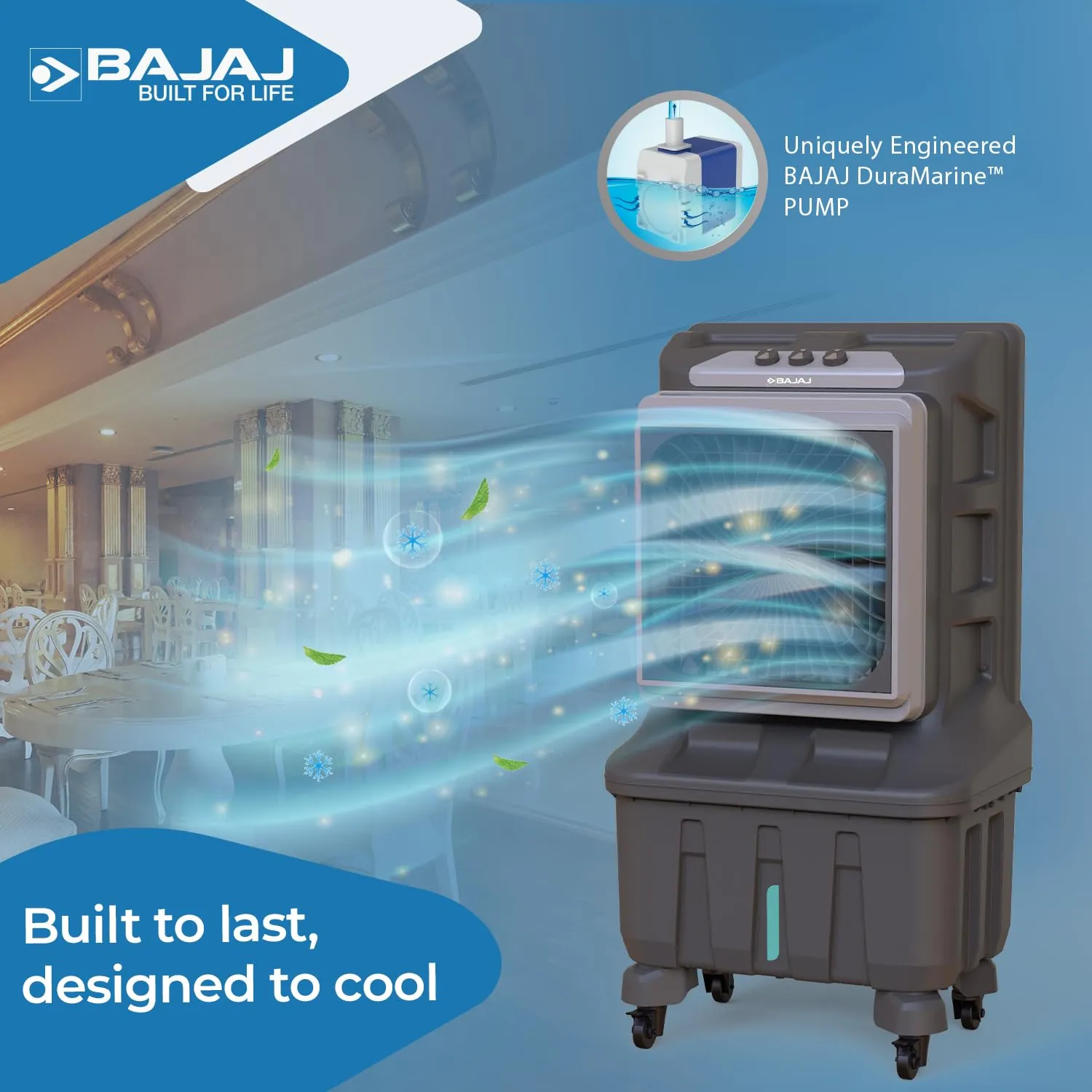 Bajaj X Force 100 Litre Desert Air Cooler For Home | Honeycomb Cooling Pads | 100Ft Air Throw | 3-Speed Control | 3 Yrs Warranty (1 Yr Standard   2 Yrs Extended Warranty)【Grey】
