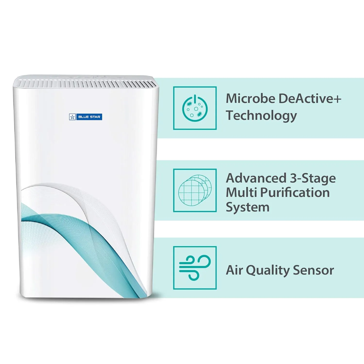Blue Star Air Purifier BS-AP300DAI with UV Based Microbe DeActive  Technology|HEPA Filter|Active Carbon|Ionizer|CADR 444 CMH|300 Sq.Ft Coverage Area