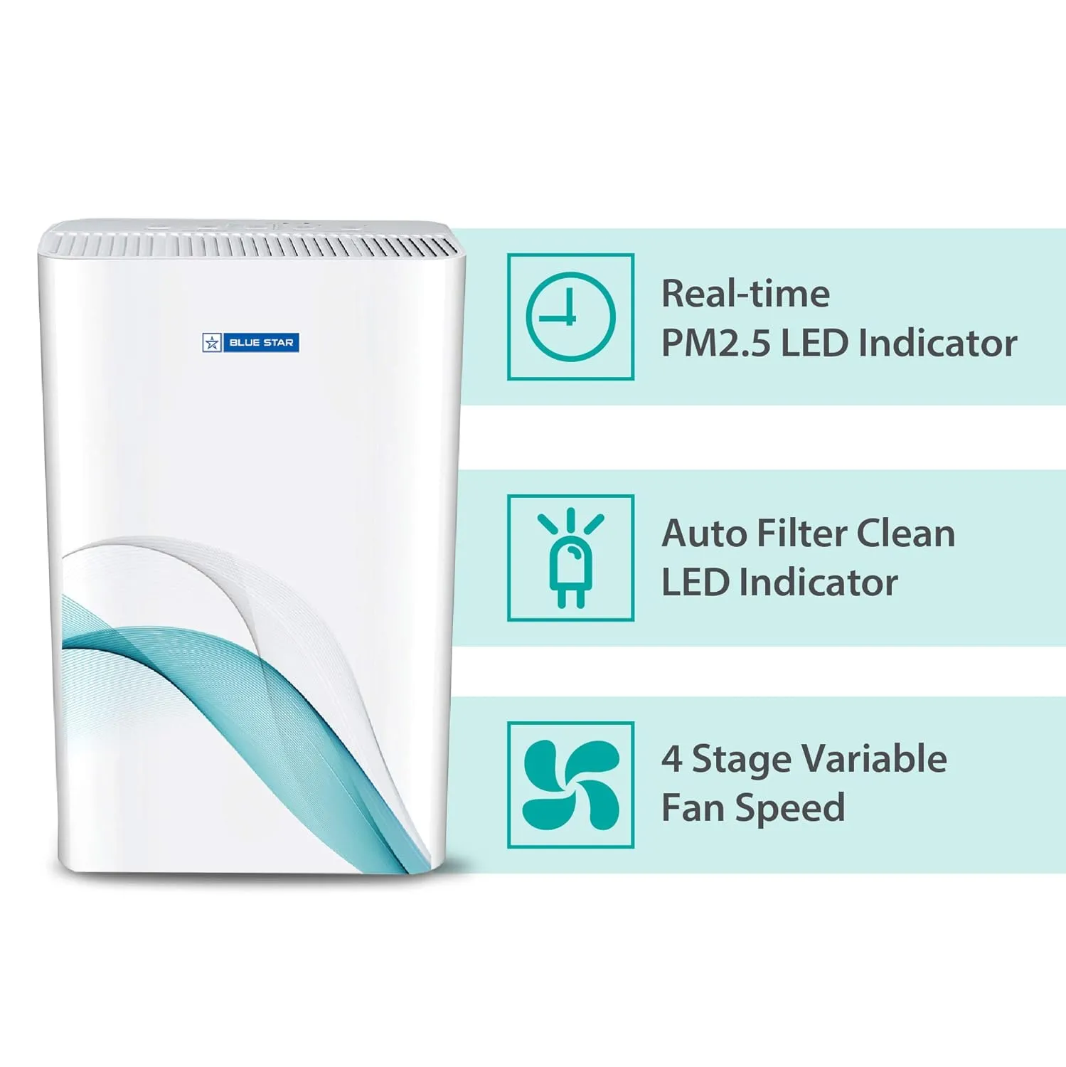 Blue Star Air Purifier BS-AP300DAI with UV Based Microbe DeActive  Technology|HEPA Filter|Active Carbon|Ionizer|CADR 444 CMH|300 Sq.Ft Coverage Area