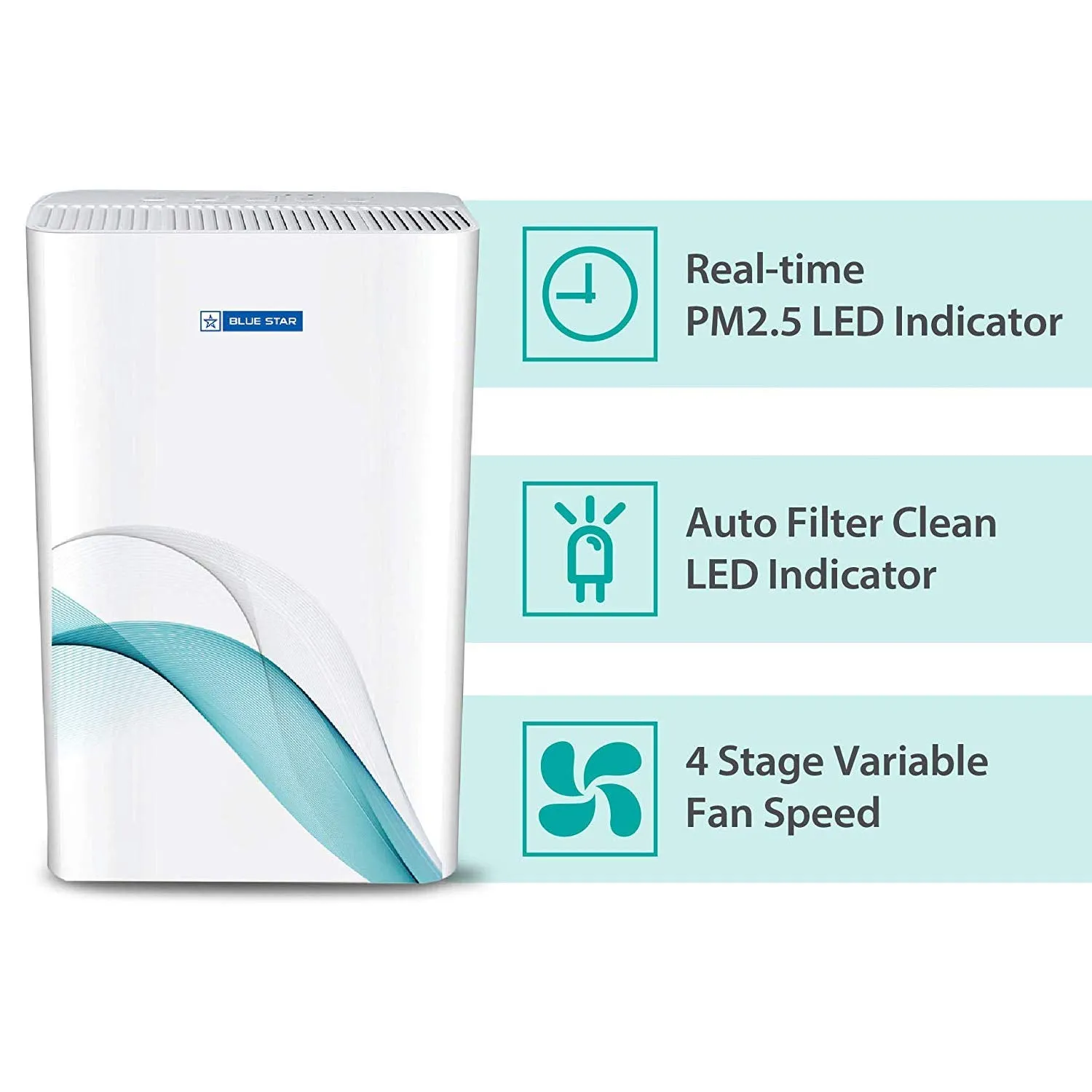Blue Star Air Purifier BS-AP300DAI with UV Based Microbe DeActive  Technology|HEPA Filter|Active Carbon|Ionizer|CADR 444 CMH|300 Sq.Ft Coverage Area