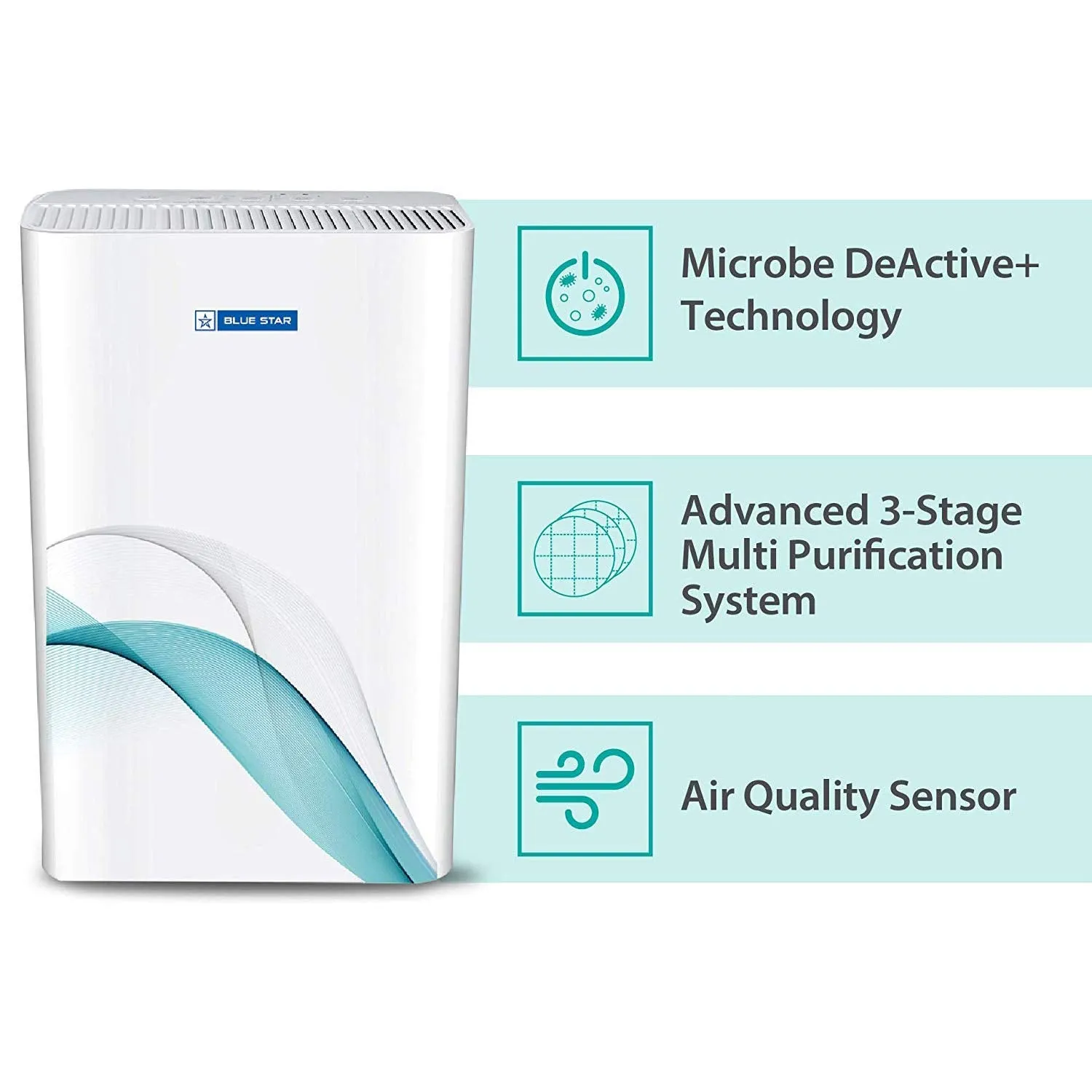 Blue Star Air Purifier BS-AP300DAI with UV Based Microbe DeActive  Technology|HEPA Filter|Active Carbon|Ionizer|CADR 444 CMH|300 Sq.Ft Coverage Area