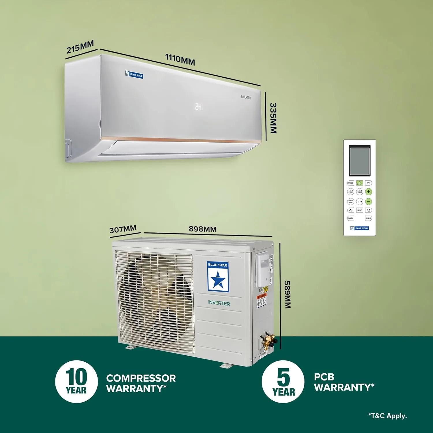 Blue Star IC324DNUHC 2 Ton 3 Star Hot and Cold Inverter Split AC (Copper,4 Way Swing,2025 Model, White)