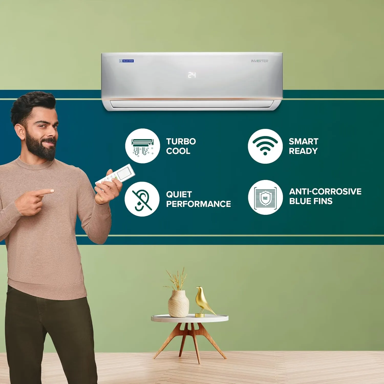Blue Star IC324DNUHC 2 Ton 3 Star Hot and Cold Inverter Split AC (Copper,4 Way Swing,2025 Model, White)