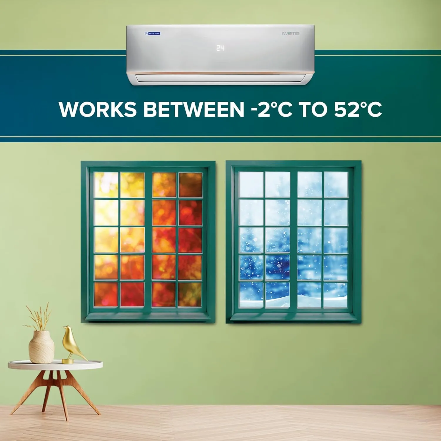 Blue Star IC324DNUHC 2 Ton 3 Star Hot and Cold Inverter Split AC (Copper,4 Way Swing,2025 Model, White)