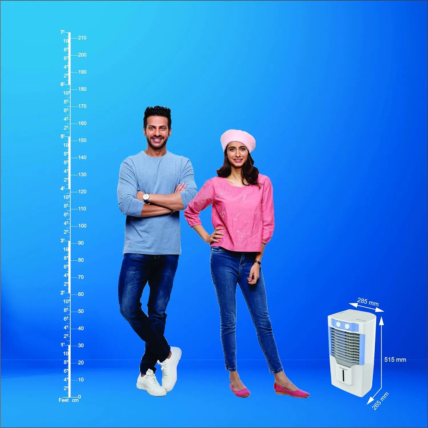 Crompton Ginie Neo Table-Top Personal Air Cooler- 10 Litre with 4-Way Air Deflection and High Density Honeycomb pads; White & Blue