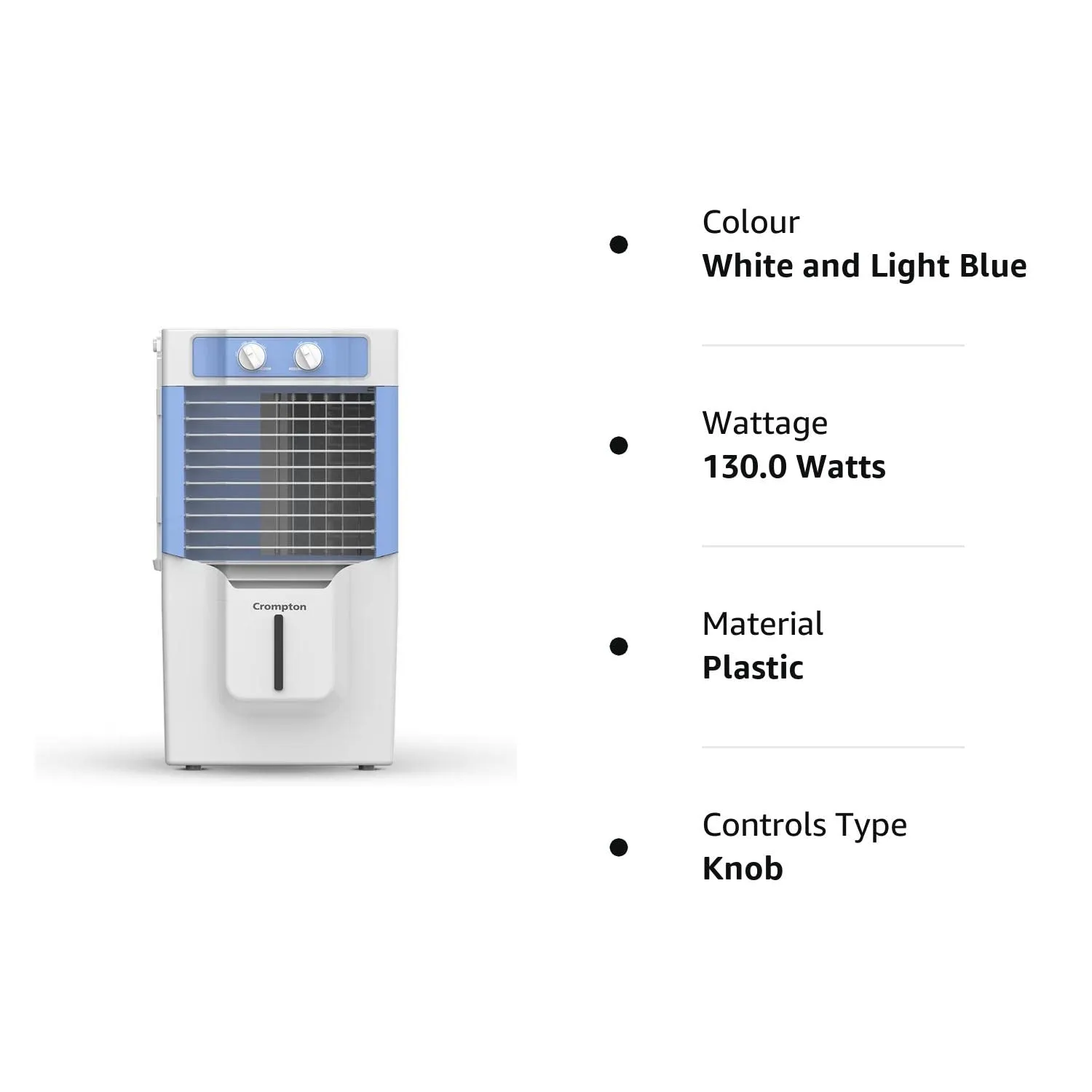 Crompton Ginie Neo Table-Top Personal Air Cooler- 10 Litre with 4-Way Air Deflection and High Density Honeycomb pads; White & Blue