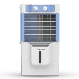 Crompton Ginie Neo Table-Top Personal Air Cooler- 10 Litre with 4-Way Air Deflection and High Density Honeycomb pads; White & Blue