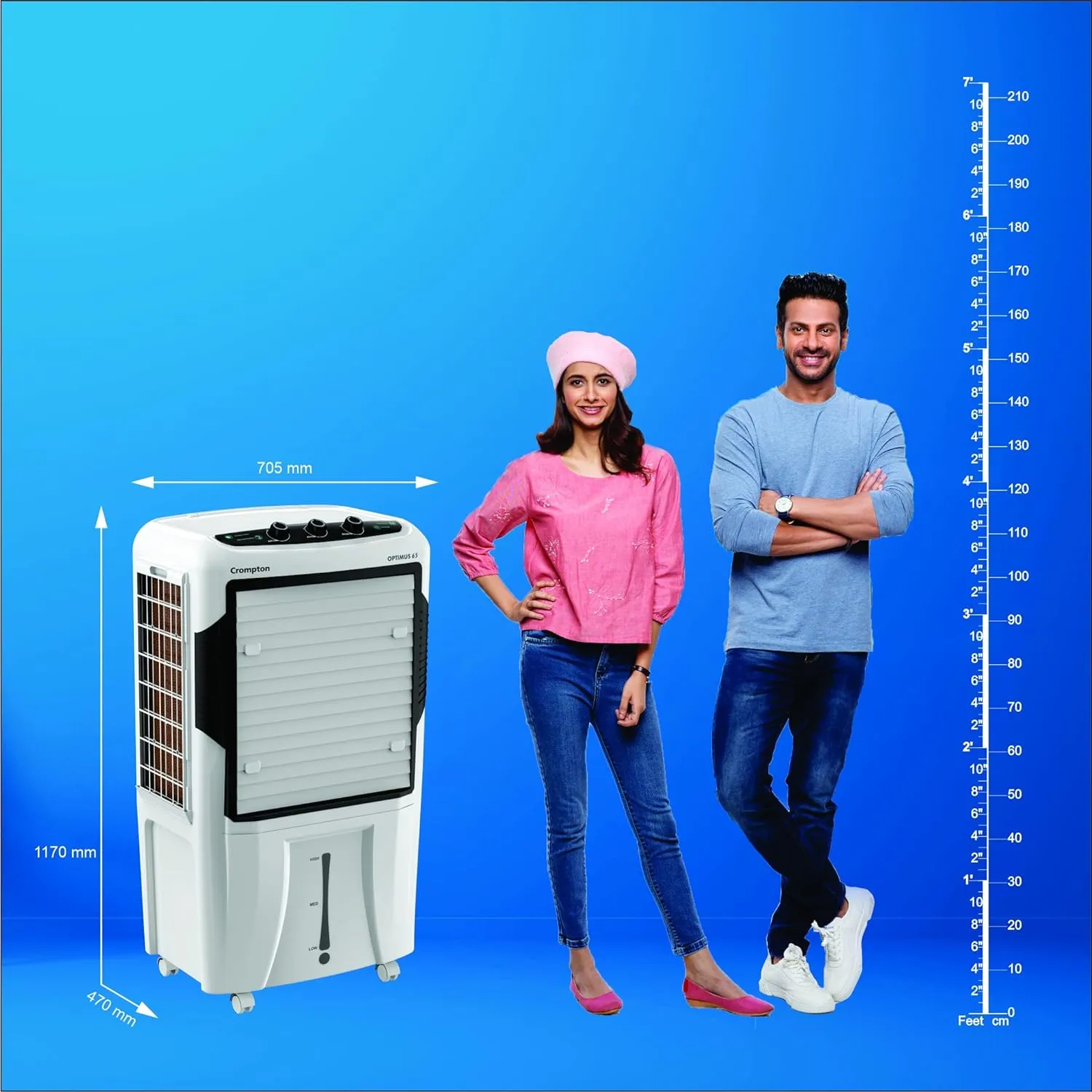 Crompton Optimus 65 Desert Air Cooler- 65L; with 18” Fan, Everlast Pump, Large & Easy Clean Ice Chamber, Humidity Control; White & Black