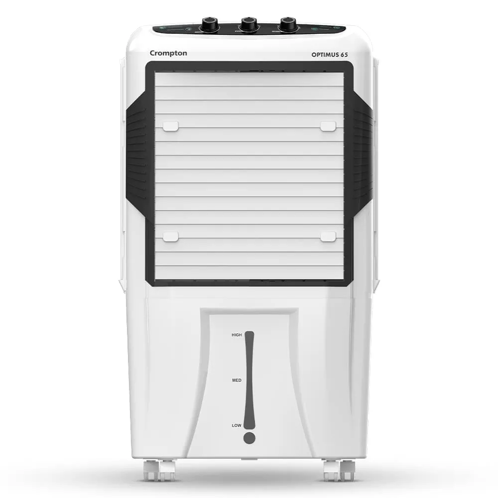 Crompton Optimus 65 Desert Air Cooler- 65L; with 18” Fan, Everlast Pump, Large & Easy Clean Ice Chamber, Humidity Control; White & Black