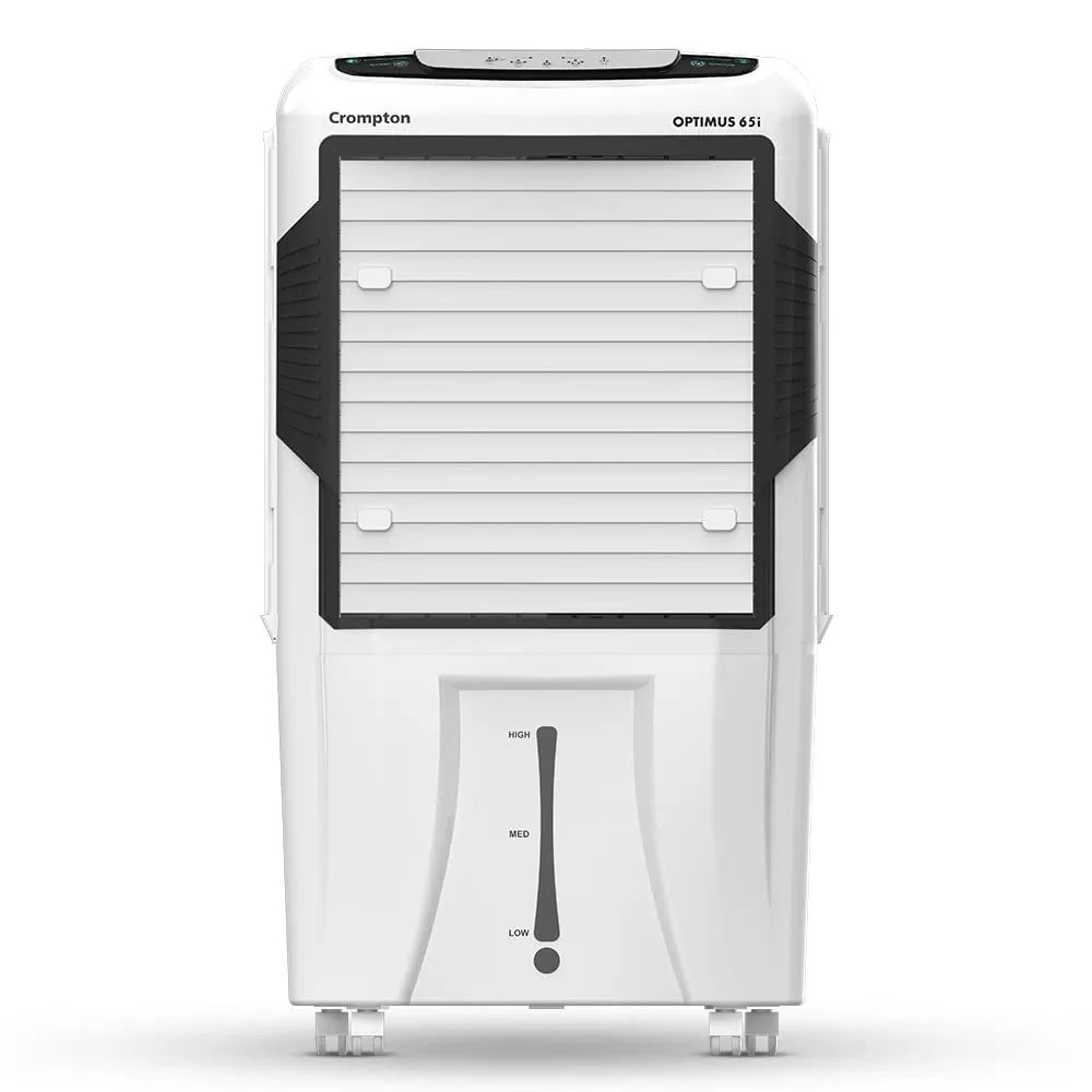 Crompton Optimus 65i Desert Air Cooler- 65L; with Remote Control, 18” Fan, Everlast Pump, Large & Easy Clean Ice Chamber, Humidity Control; White & Black