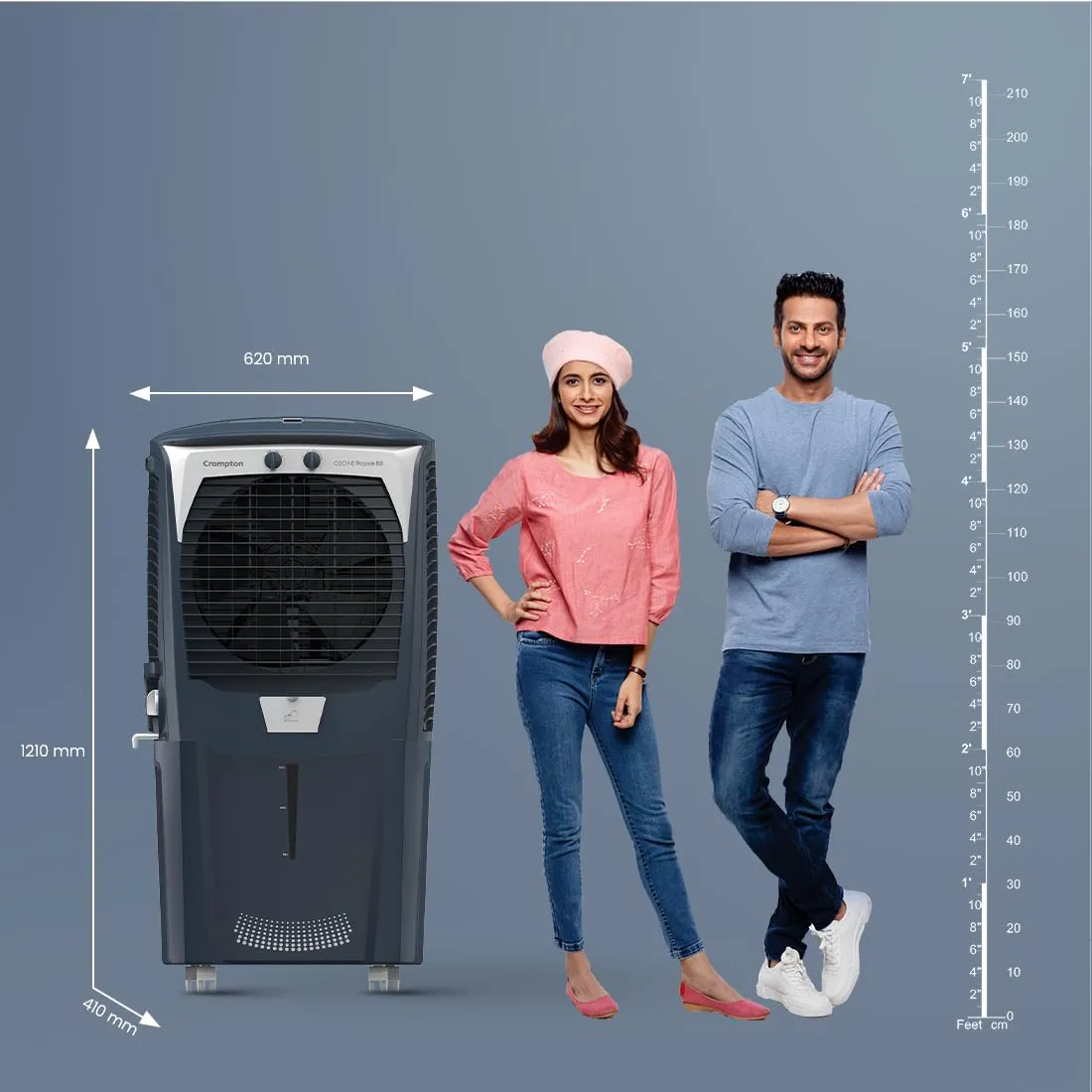 Crompton Ozone DACR 88 Royale Desert Air Cooler 88Litre  Auto drain, Auto Fill, 4-Way Air Deflection and High Density Honeycomb Pads