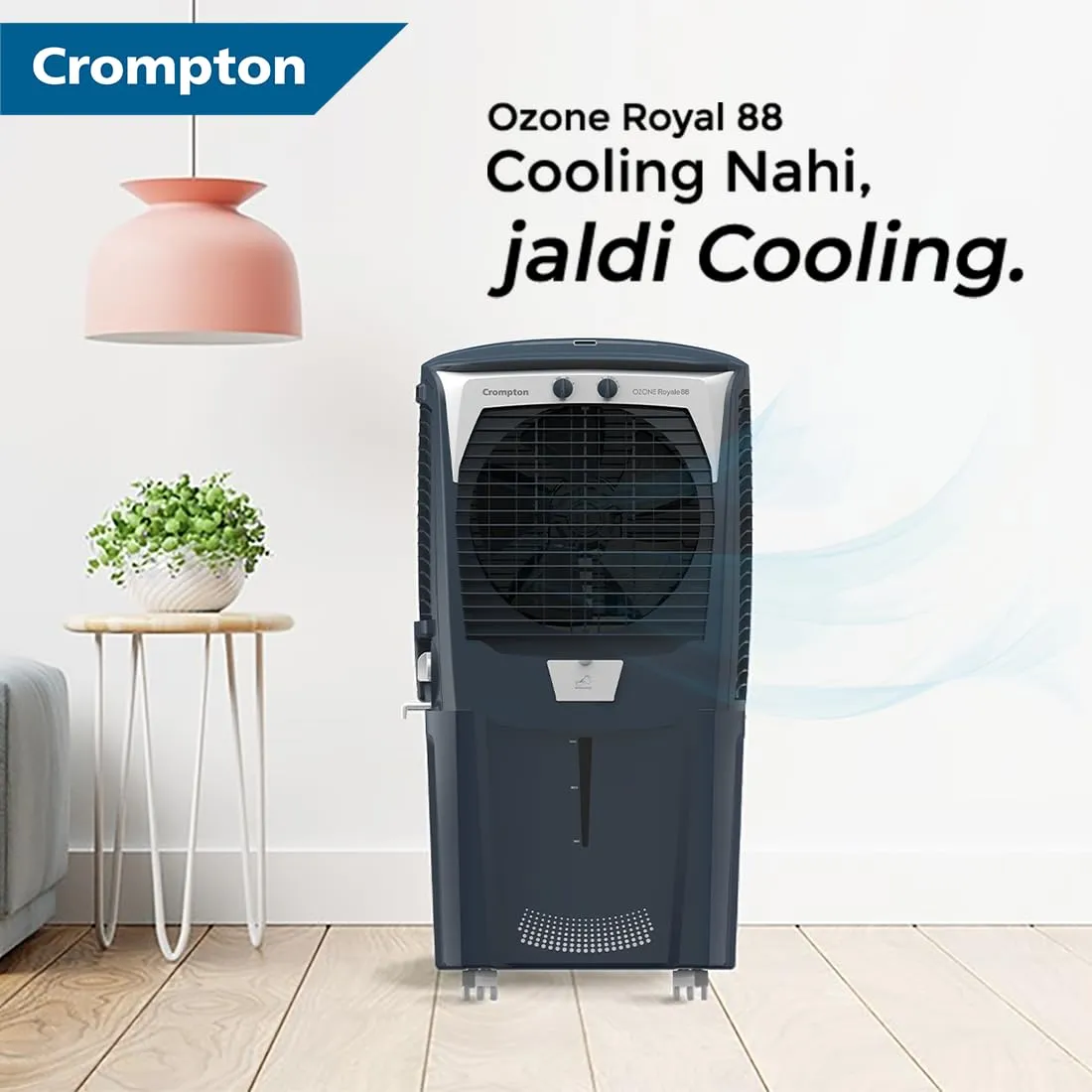 Crompton Ozone DACR 88 Royale Desert Air Cooler 88Litre  Auto drain, Auto Fill, 4-Way Air Deflection and High Density Honeycomb Pads