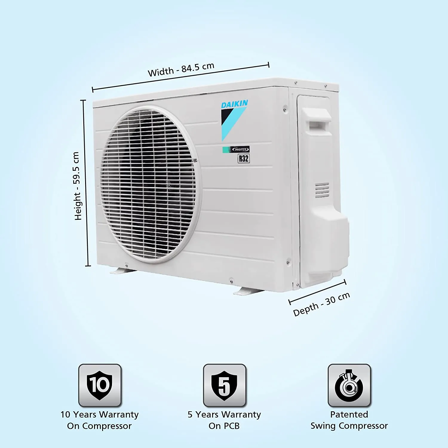 Daikin FTKC35UV16 1.0 Ton 3 Star Inverter Split AC with Dew Clean Technology, Triple Display, PM 2.5 Filter & Copper Condenser (White)