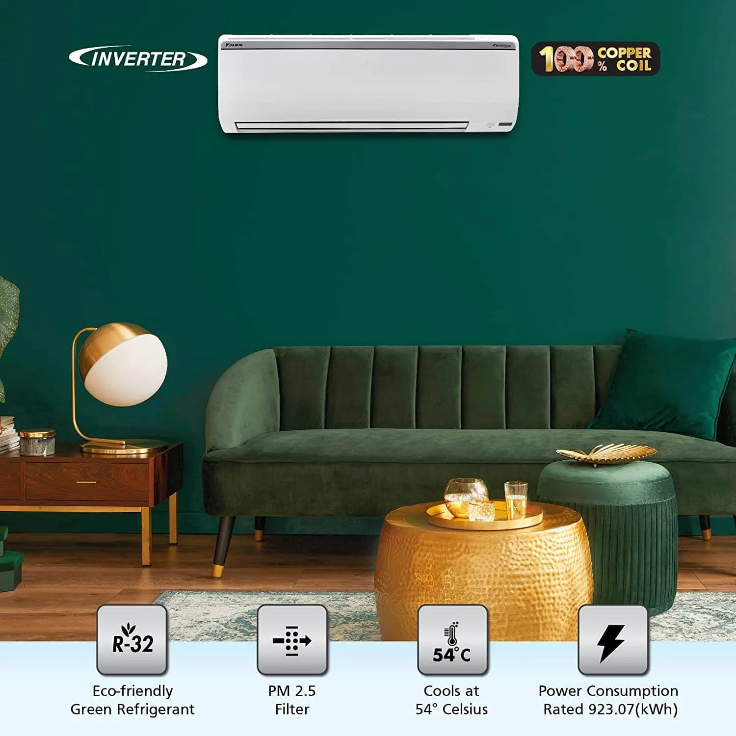 Daikin FTKM60UV16 1.8 Ton 5 Star Inverter Split AC – Dew Clean, PM 2.5 Filter, Coanda Airflow