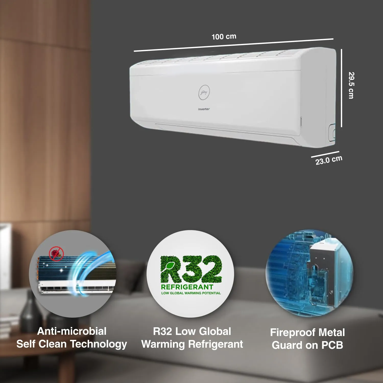Godrej 1.5 Ton 5 Star Inverter Split AC (SIC 18ITC5-WZS, 2025 Model) – Copper Condenser, Anti-Viral Filter, R32 Refrigerant, White