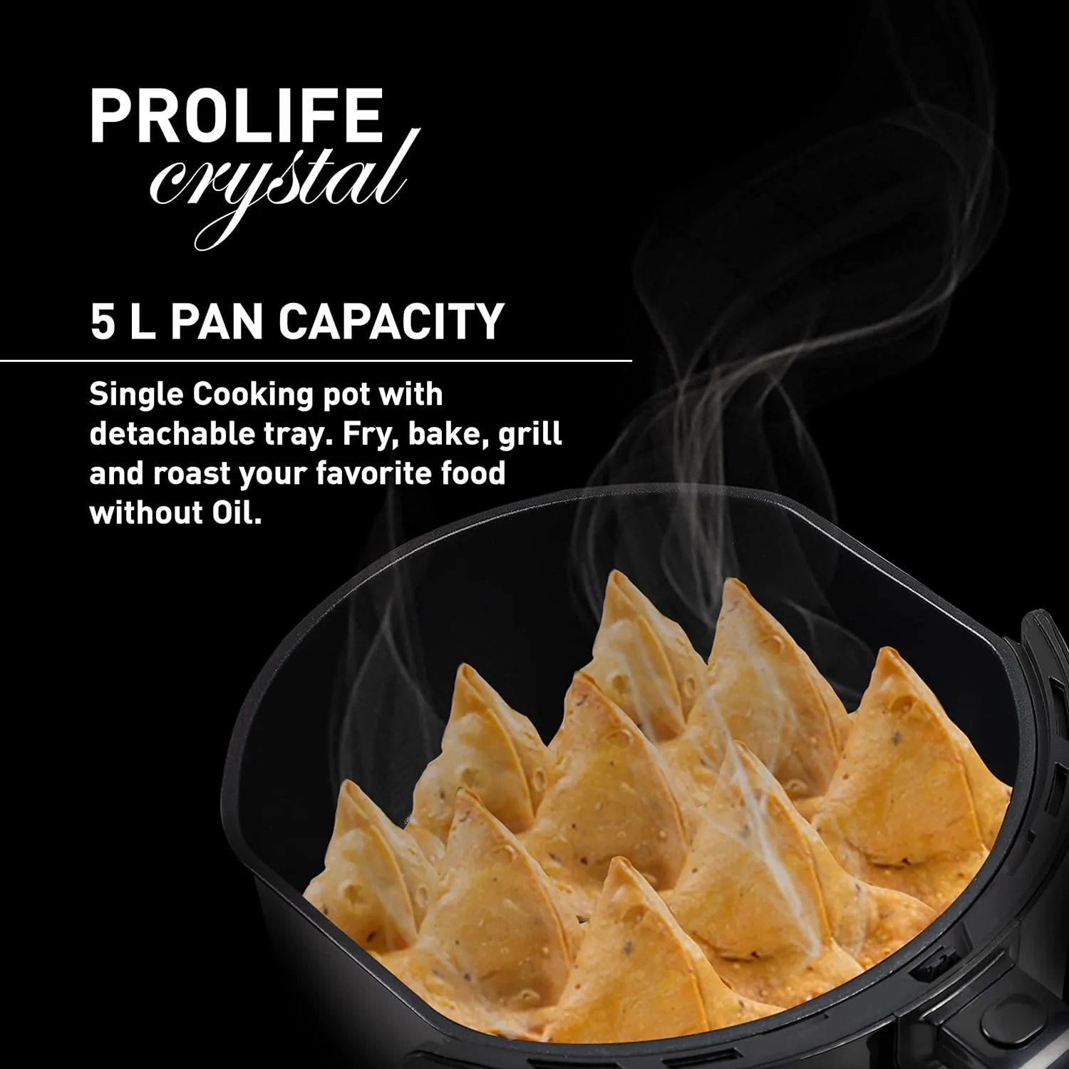 Havells Air Fryer Prolife Crystal | See-Through Window |5L Pan | 8 Presets Menu | Auto Restart | Touch Screen | 1500 Watt & 2 Year Warranty