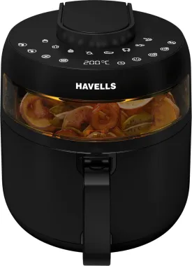 Havells Air Fryer Prolife Crystal | See-Through Window |5L Pan | 8 Presets Menu | Auto Restart | Touch Screen | 1500 Watt & 2 Year Warranty