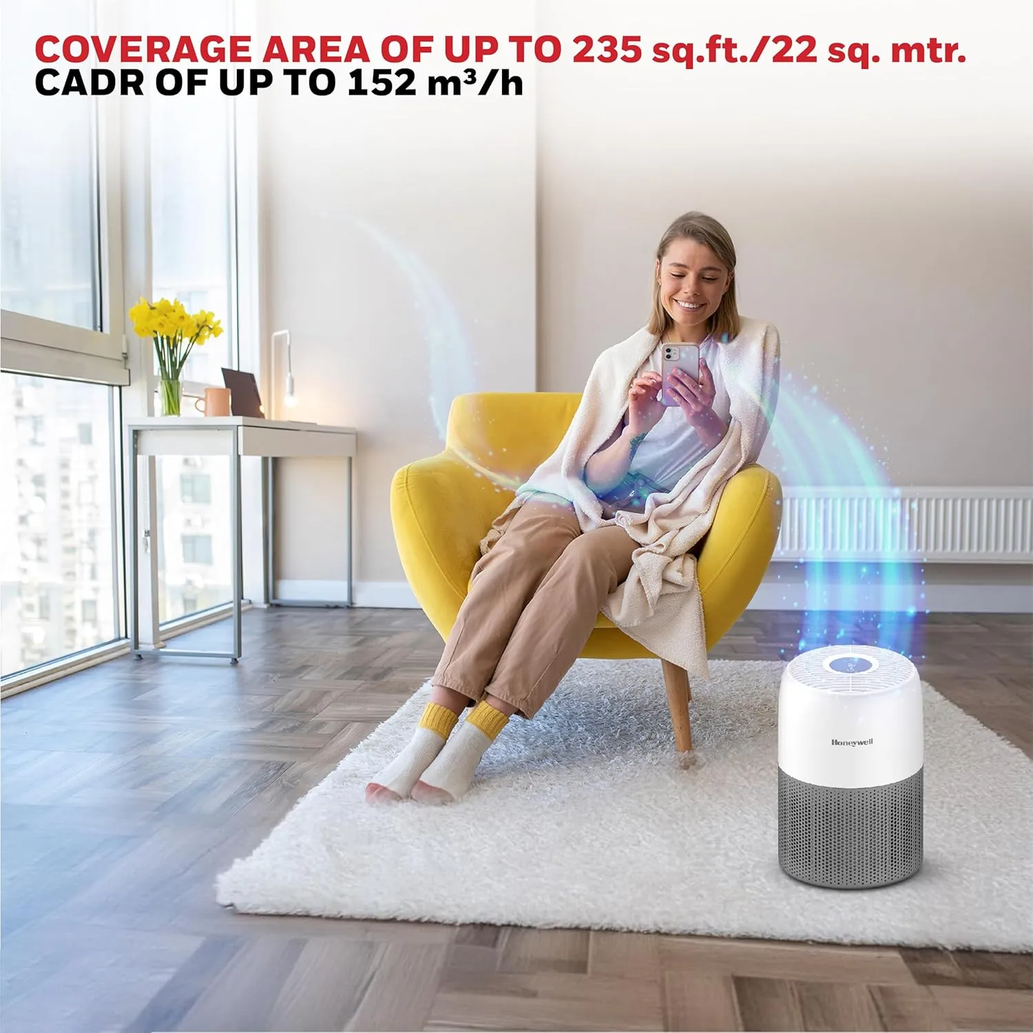 Honeywell Air touch V1 Air Purifier for Home & Office, 3-in-1 filter - Pre-Filter, H13 HEPA Filter, Activated Carbon Filter, Removes 99.97% Pollutants, Allergens, Pet Danger, Smoke, Dust & Pollens