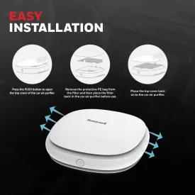 Honeywell Move Pure3 Car Air Purifier – HEPA H12 Filter, Ionizer, Odour Removal, 3 USB Ports, CADR 24 m³/h – White