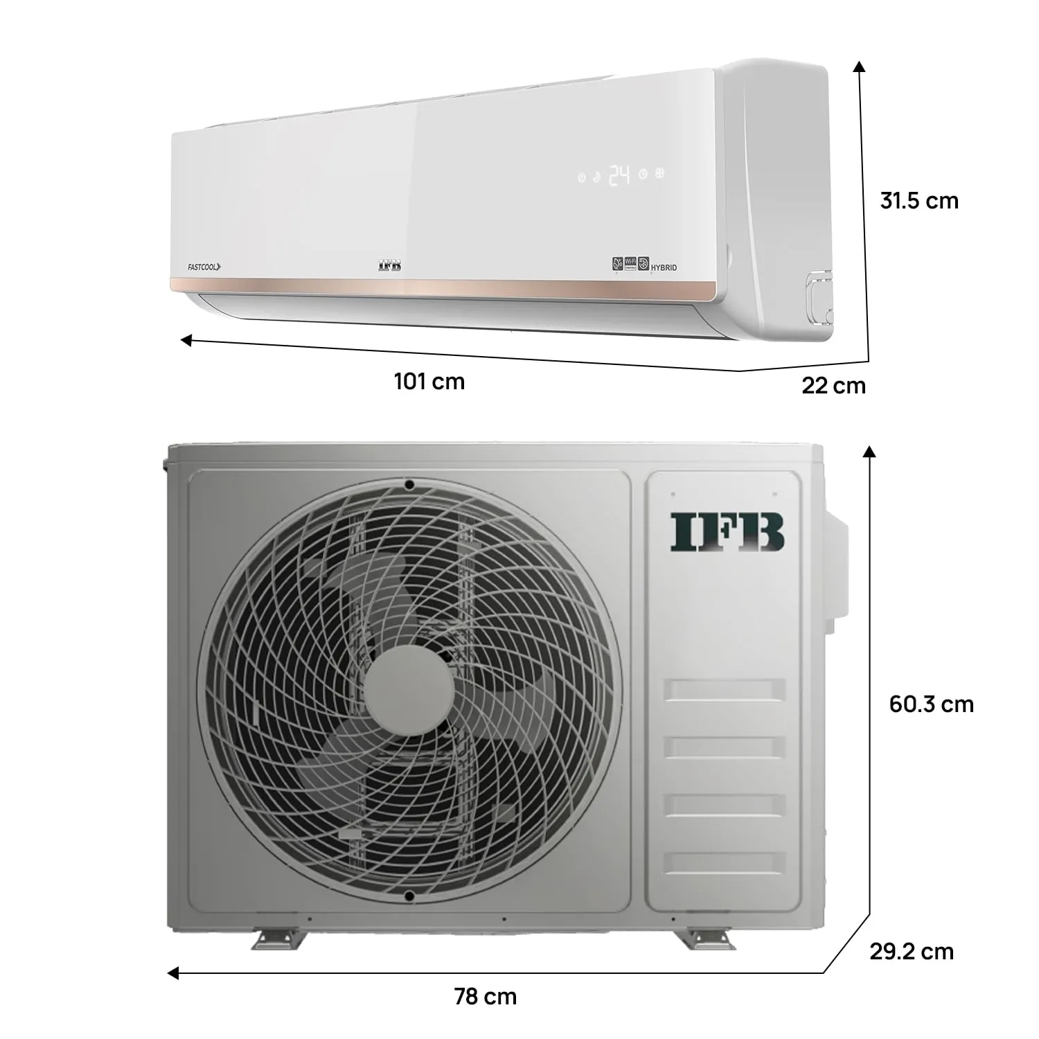 IFB CI223GN32RGN1 2 Ton 3 Star Split AC (2025 Model) | Gold Pro Series | Hybrid Cooling | AI Powered | 4-Way Swing | Self-Clean | Copper Condenser | Works up to 55°C