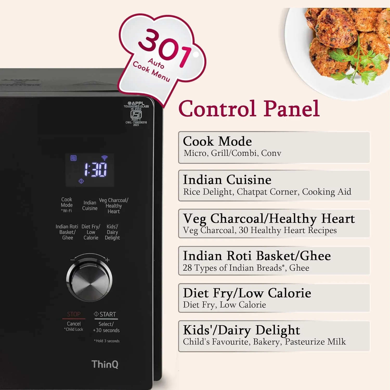 LG MJEN286VIW 28 L Charcoal Convection Microwave Oven | Wi-Fi Enabled | Scan to Cook | 360° Motorised Rotisserie | Heart-Friendly Recipes | Stainless Steel Cavity | Black