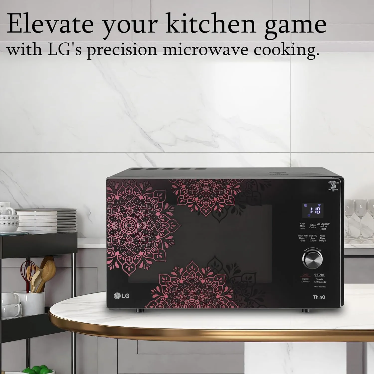 LG MJEN286VIW 28 L Charcoal Convection Microwave Oven | Wi-Fi Enabled | Scan to Cook | 360° Motorised Rotisserie | Heart-Friendly Recipes | Stainless Steel Cavity | Black