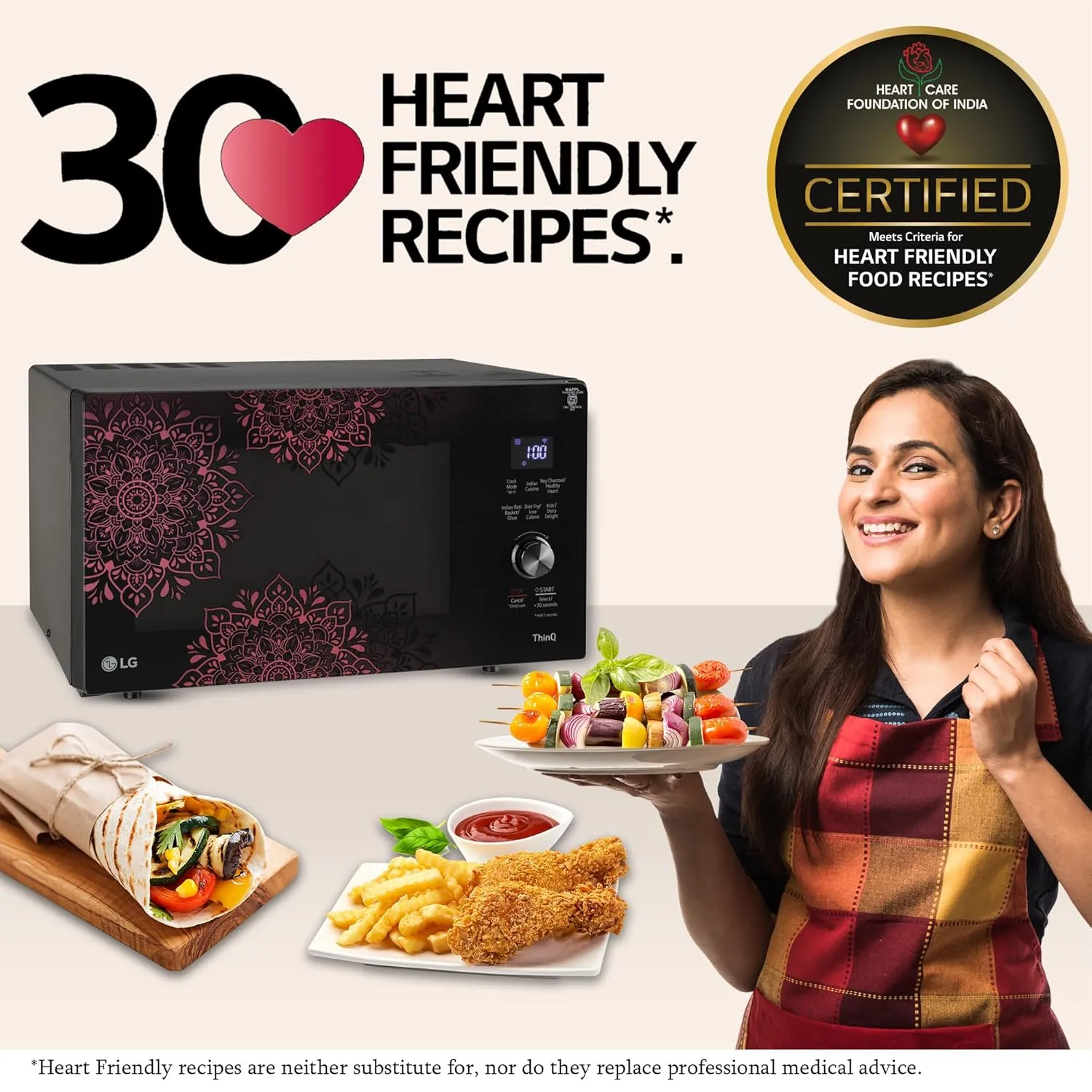 LG MJEN286VIW 28 L Charcoal Convection Microwave Oven | Wi-Fi Enabled | Scan to Cook | 360° Motorised Rotisserie | Heart-Friendly Recipes | Stainless Steel Cavity | Black
