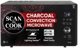LG MJEN286VIW 28 L Charcoal Convection Microwave Oven | Wi-Fi Enabled | Scan to Cook | 360° Motorised Rotisserie | Heart-Friendly Recipes | Stainless Steel Cavity | Black