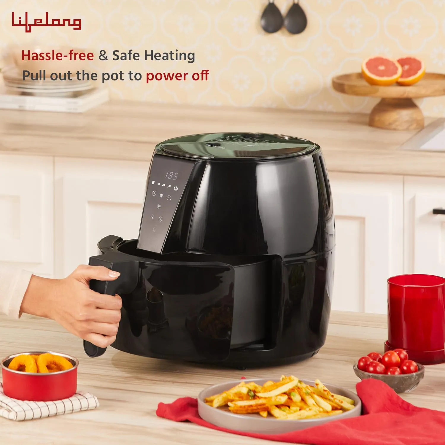 Lifelong LLHFD439 Air Fryer | 1 Year Warranty | 1350W, 4.2L, Air Fryer for Home, Digital Air-Fryer with 6 Presets, Hot Air Circulation, Temperature & Timer Control, Up to 90% Less Oil Usage ( Black)
