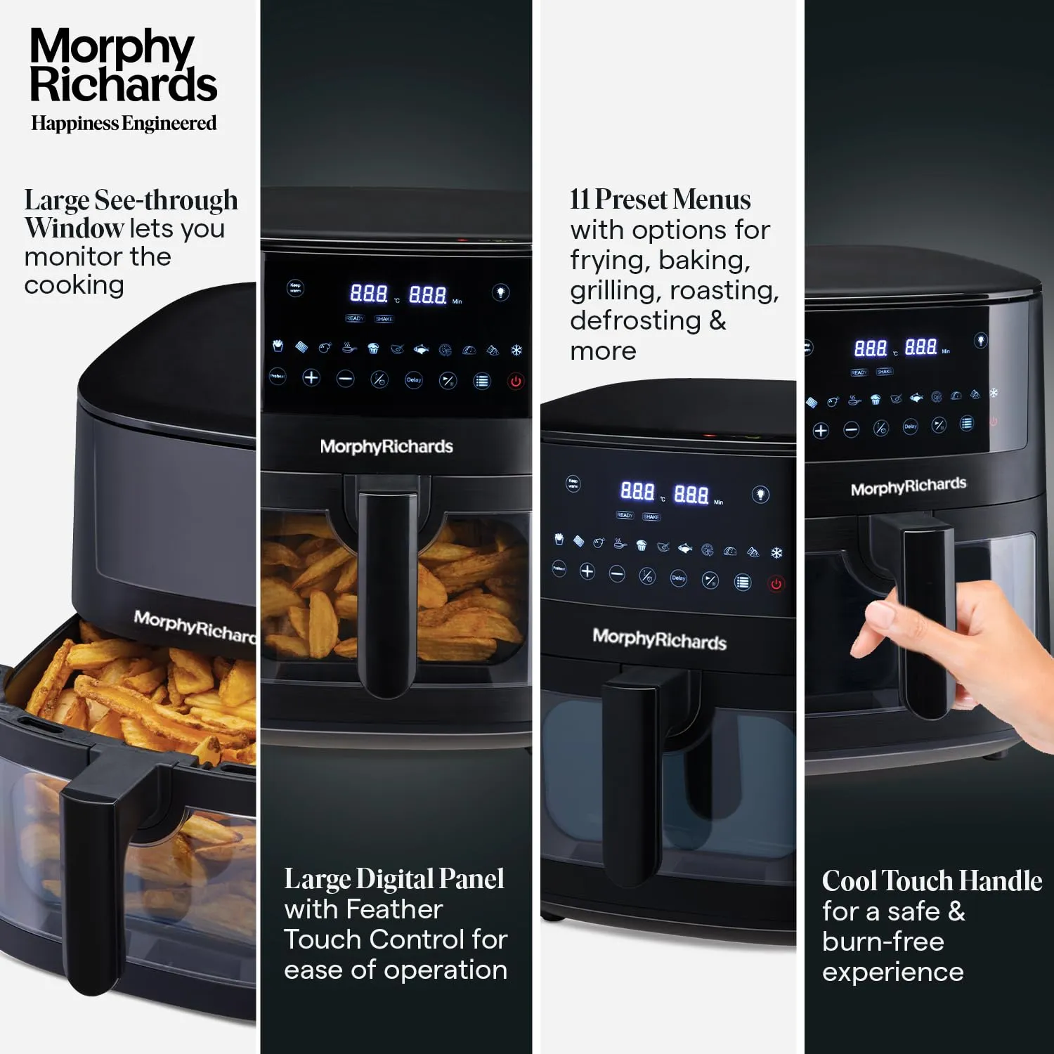 Morphy Richards Crystal Crysp transparent Air fryer for home | See through air fryer oven | 6.5L healthy air-fryer