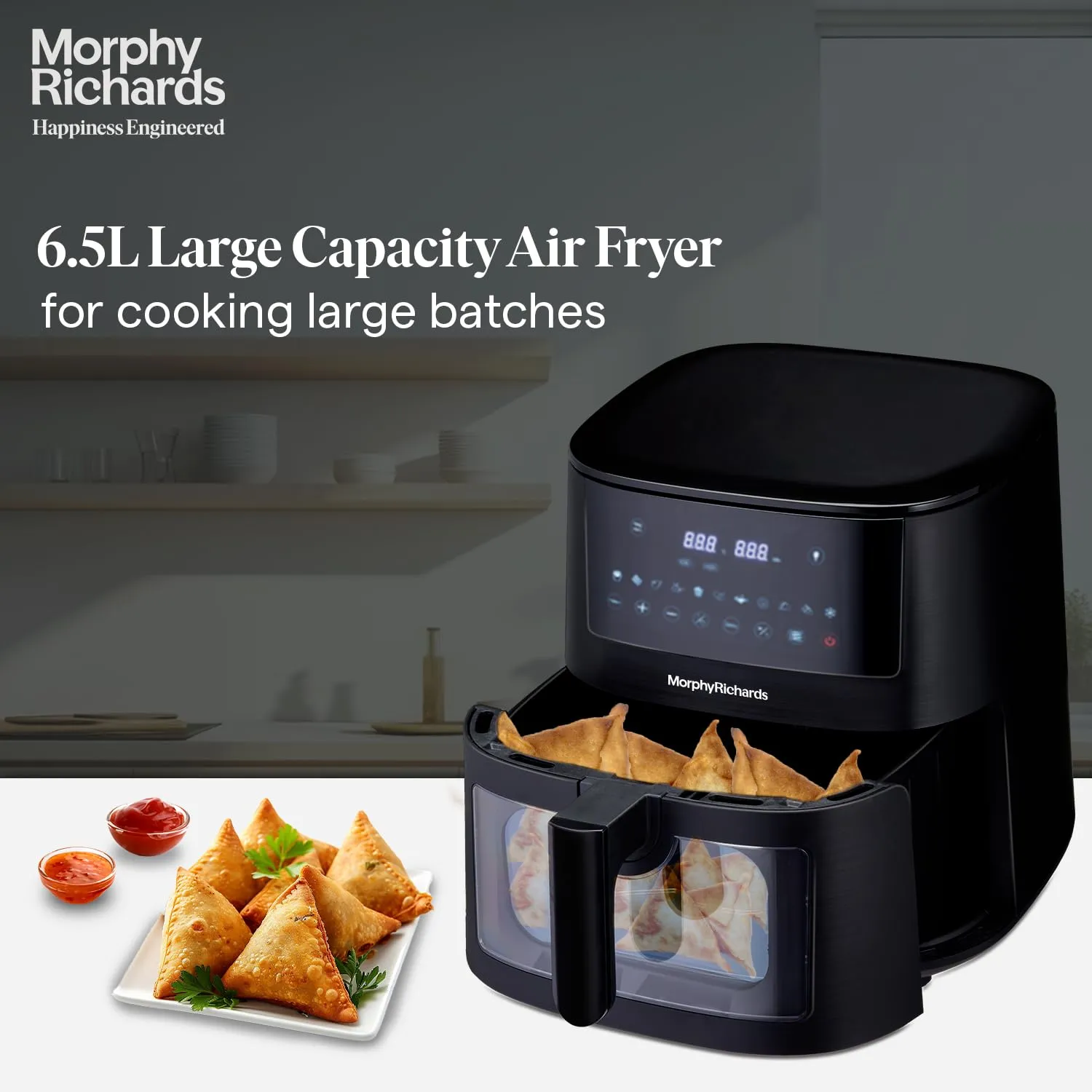 Morphy Richards Crystal Crysp transparent Air fryer for home | See through air fryer oven | 6.5L healthy air-fryer