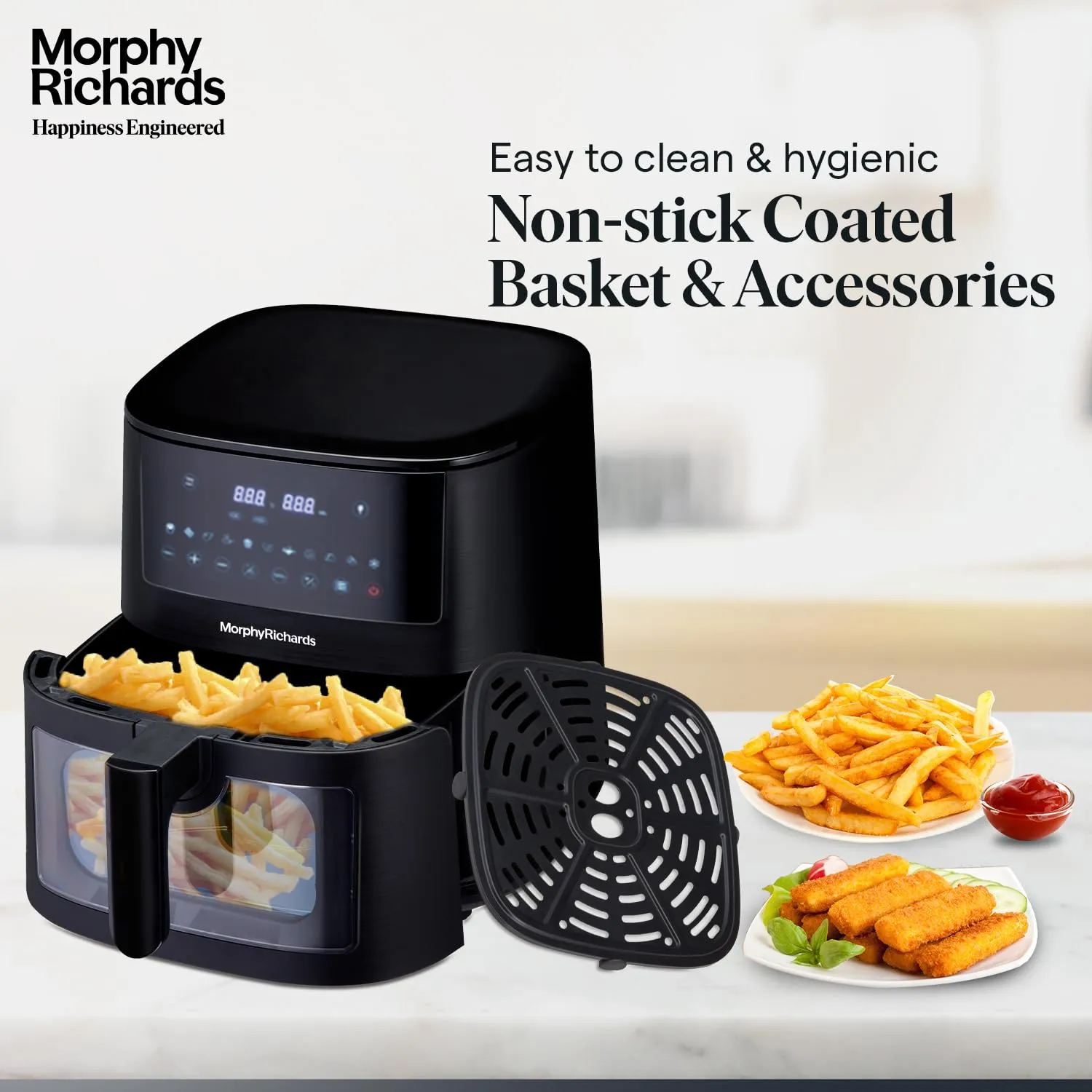 Morphy Richards Crystal Crysp transparent Air fryer for home | See through air fryer oven | 6.5L healthy air-fryer
