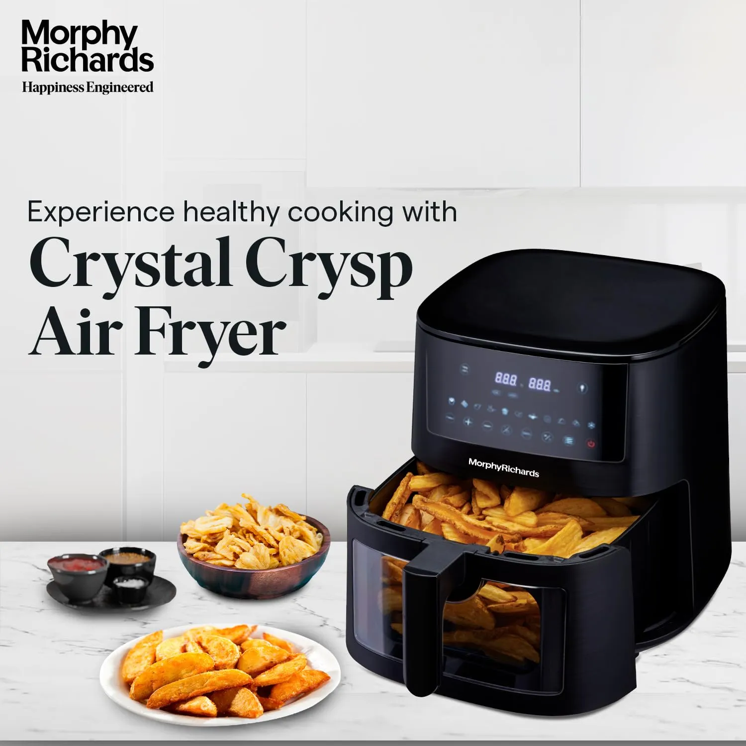 Morphy Richards Crystal Crysp transparent Air fryer for home | See through air fryer oven | 6.5L healthy air-fryer