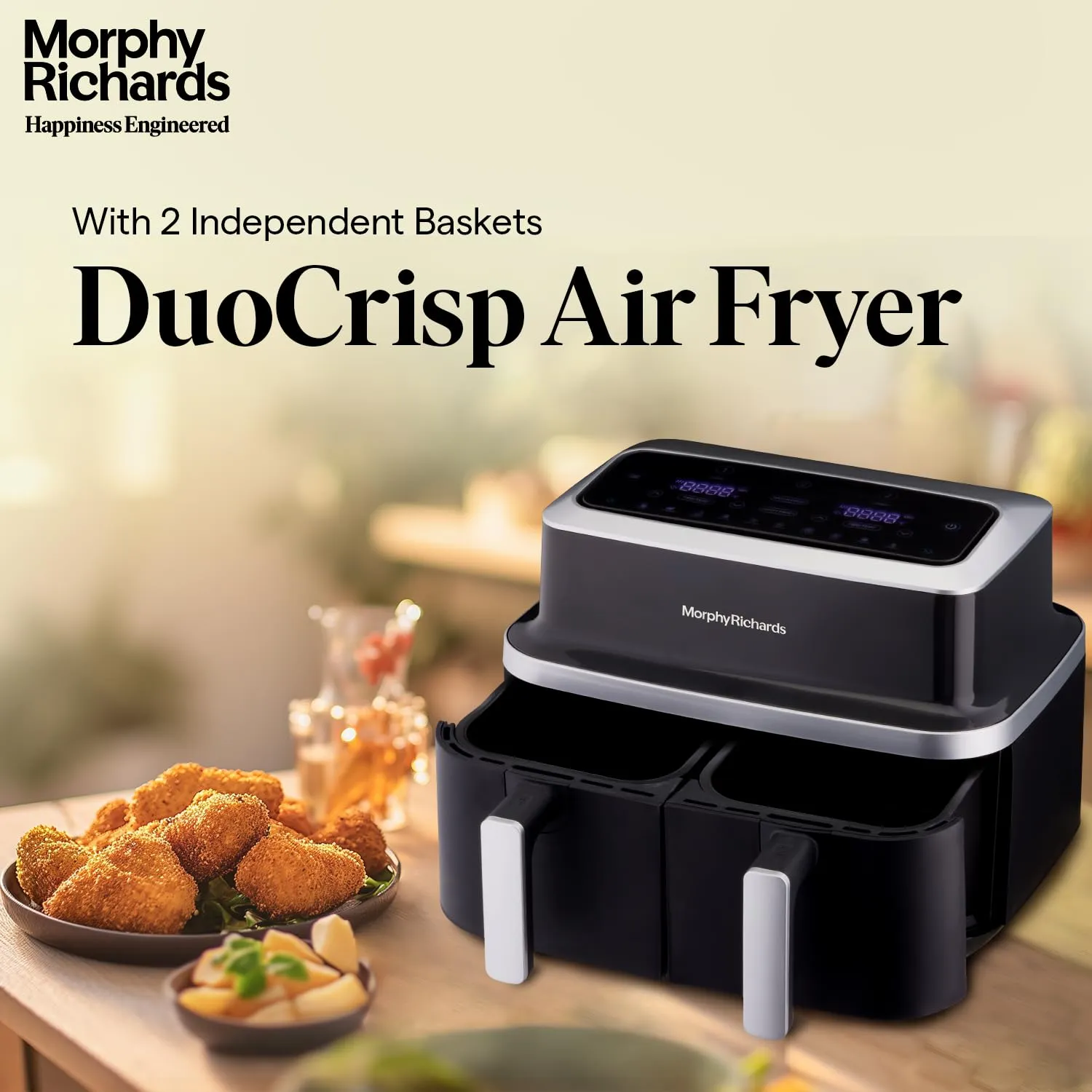 Morphy Richards DuoCrisp Air fryer for home | Two Independent Basket | 2 dishes at once | 9 Litre