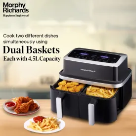 Morphy Richards DuoCrisp Air fryer for home | Two Independent Basket | 2 dishes at once | 9 Litre