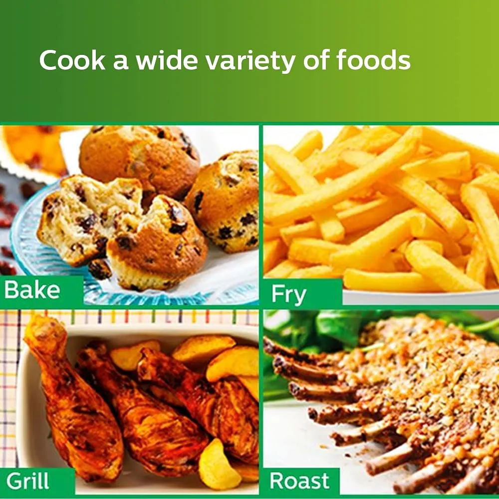 Philips Air Fryer HD9200/60 uses up to 90% less fat, 1400W, 4.1 Ltr, with Rapid Air Technology (Black)