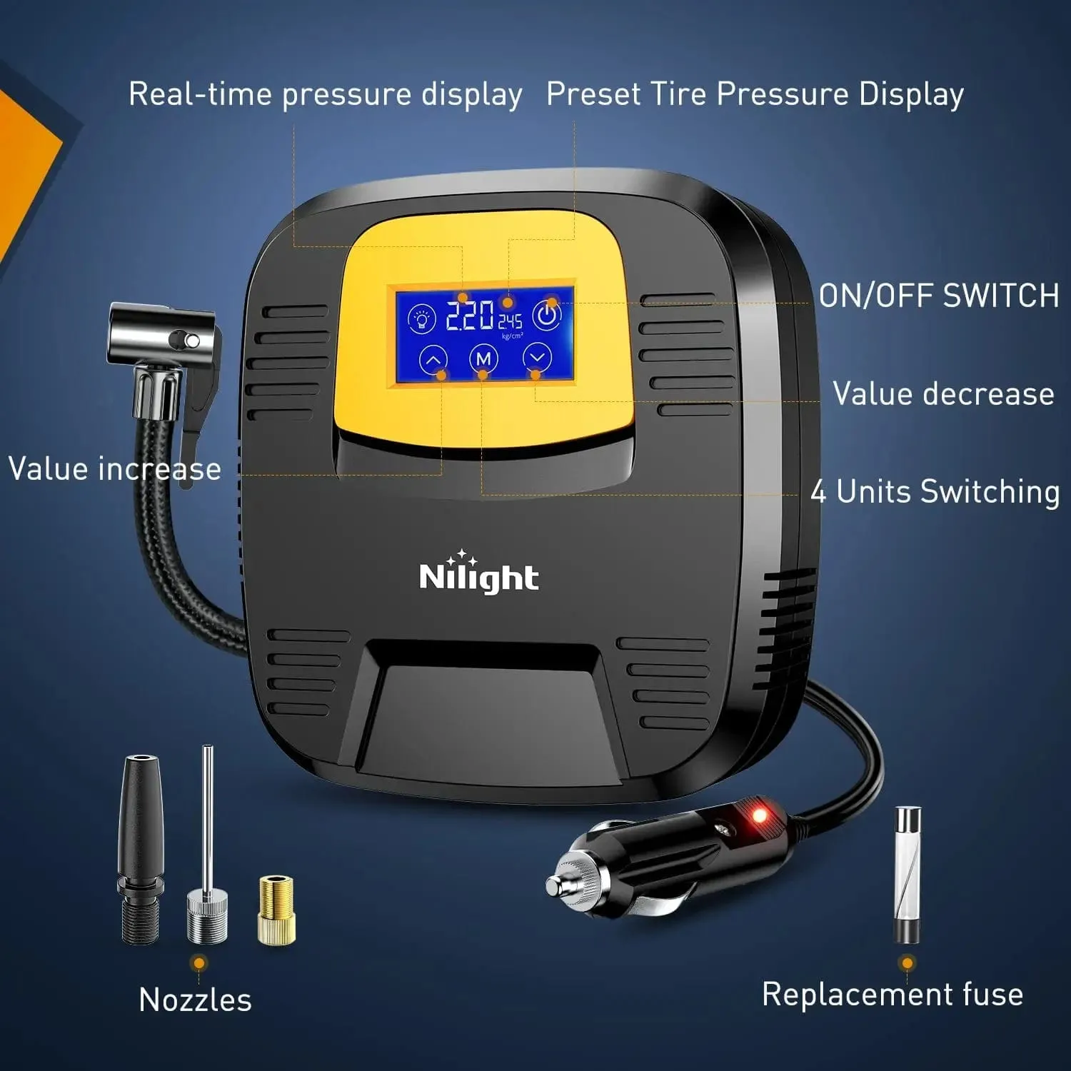 Tire Inflator Digital Touch Screen