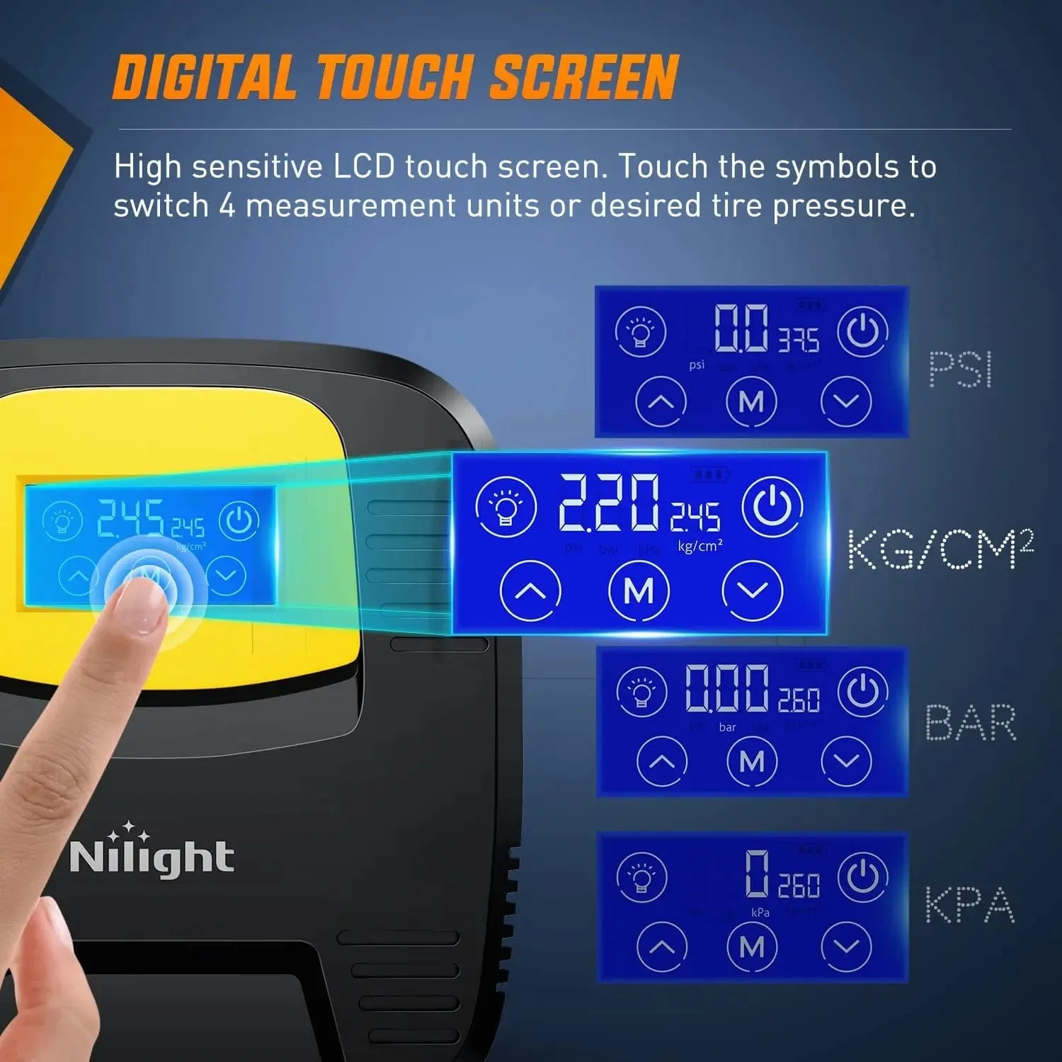 Tire Inflator Digital Touch Screen