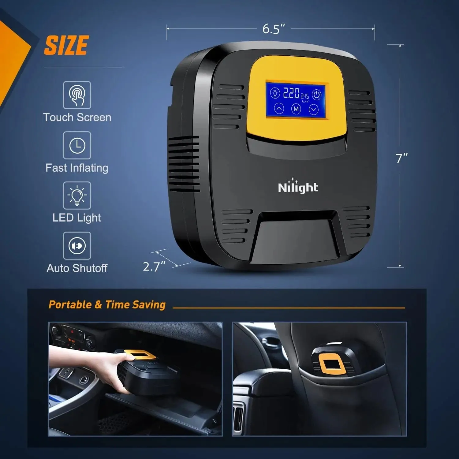Tire Inflator Digital Touch Screen
