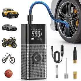 Tire Inflator Portable Air Compressor Rechargeable 12VDC 150PSI Cordless Battery Cigarette Powered