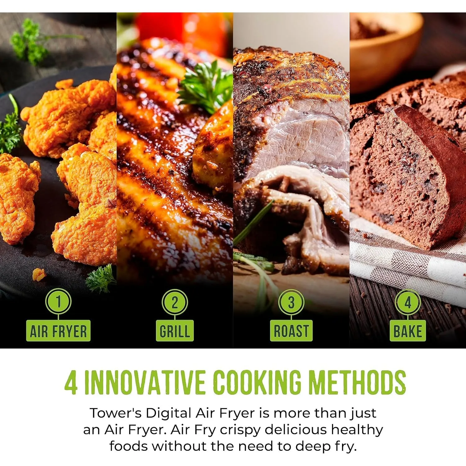 Tower Vortx 6 Litre Air Fryer with Digital Control Panel - Latte - T17127MSH